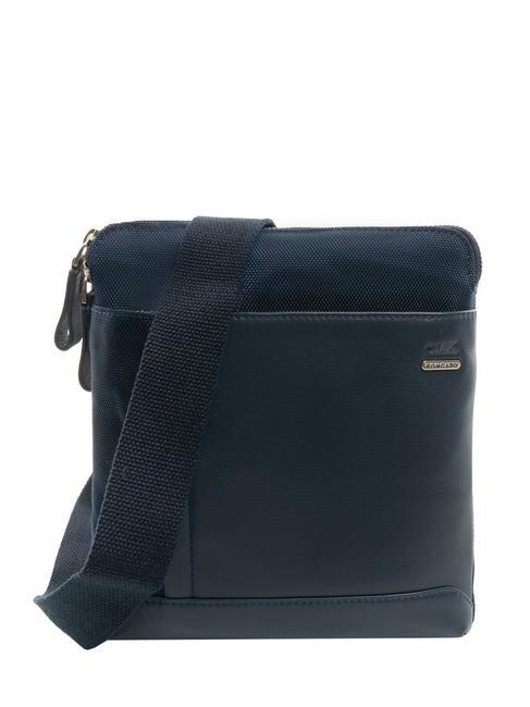 CIAK RONCATO SQUADRA Medium flat bag in leather and nylon blu navy - Over-the-shoulder Bags for Men