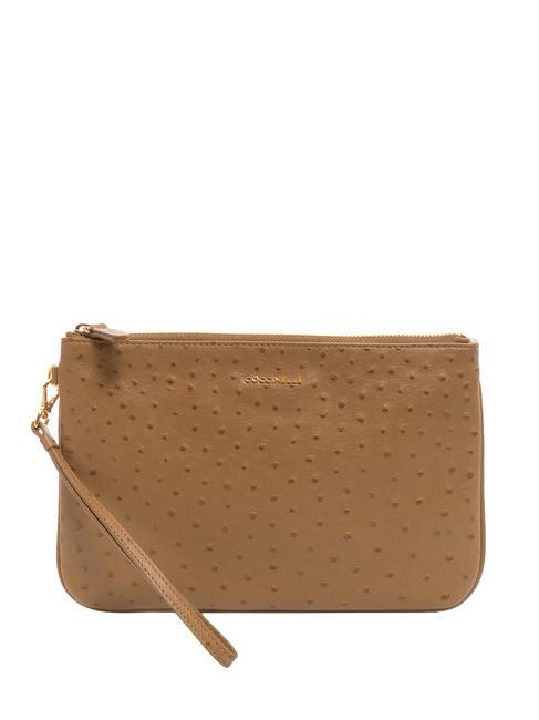 COCCINELLE NEW BEST OSTRICH Leather clutch bag hazelnut - Women’s Bags
