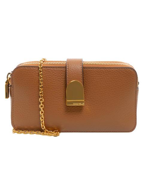 COCCINELLE BLOSSOM Mini shoulder bag, in leather caramel - Women’s Bags