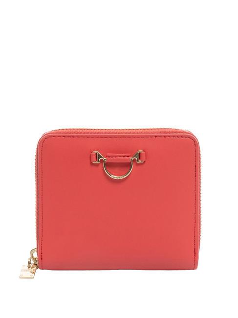 BORBONESE SAVOY DUETTO Compact leather wallet Coral red - Women’s Wallets