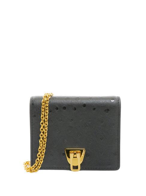 COCCINELLE BEAT OSTRICH Micro bag in ostrich leather Black - Women’s Bags