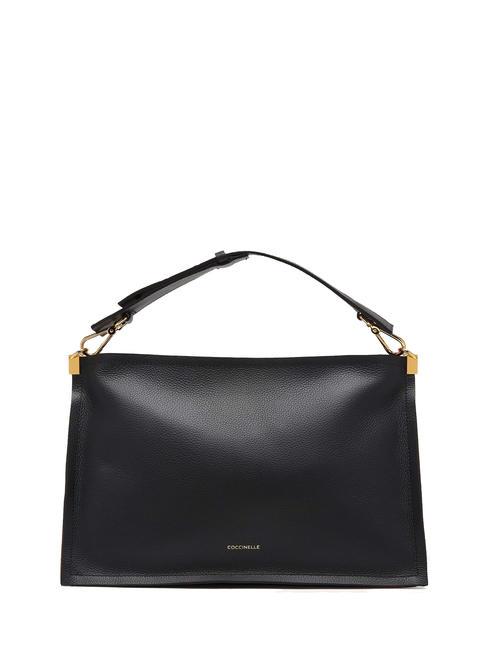 COCCINELLE SNIP Shoulder bag in hammered leather noir/cuir - Women’s Bags