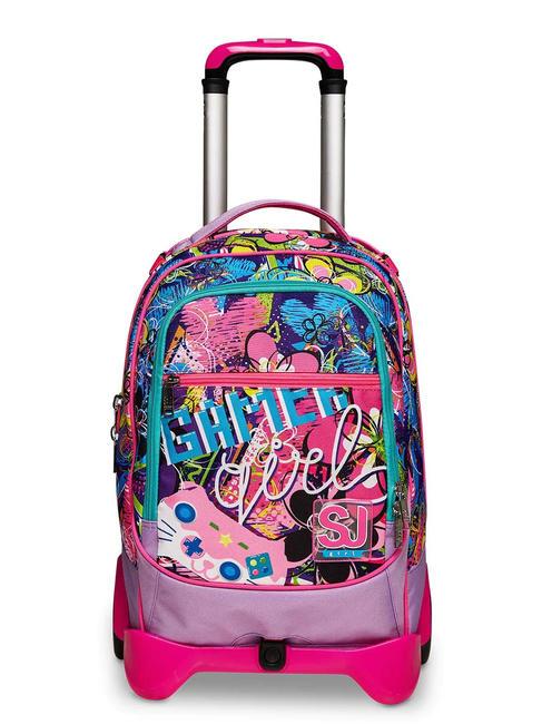 SJGANG GLEAMLED GIRL JACK Detachable trolley backpack with 2 wheels cacti flower - Backpack trolleys