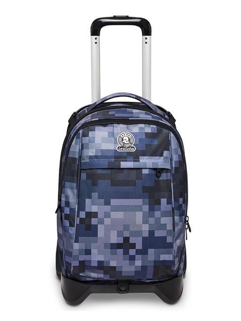 INVICTA FANTASY Detachable trolley backpack with 2 wheels pixel camo blue - Backpack trolleys