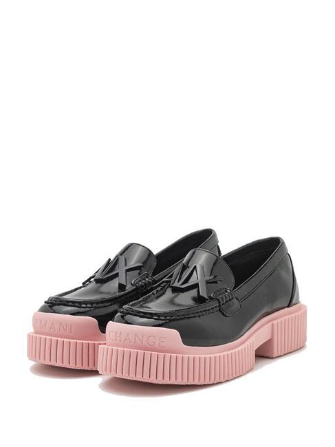 ARMANI EXCHANGE METALLIC LOGO Patent moccasins black + rose - Women’s shoes