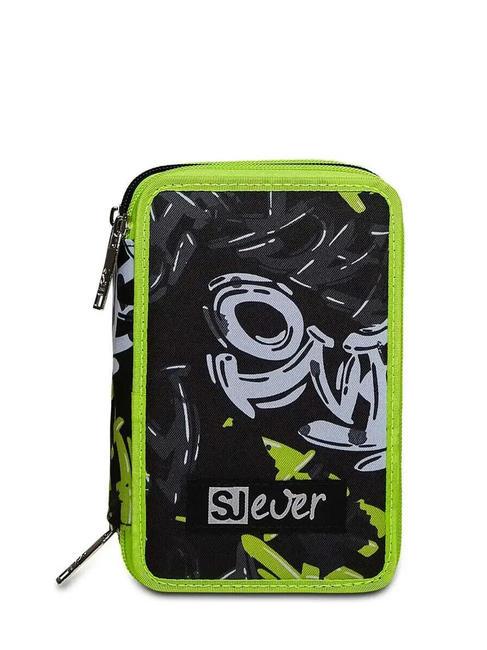 SJGANG EVER URBY BOY 3 zip pencil case with school kit Black - Cases and Accessories