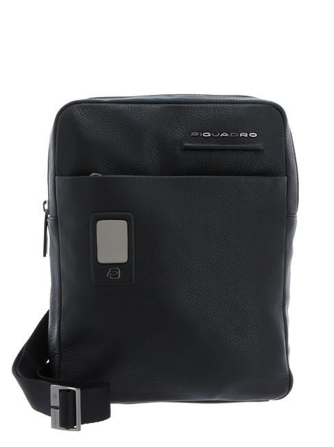 PIQUADRO AKRON Flat leather bag Black - Over-the-shoulder Bags for Men