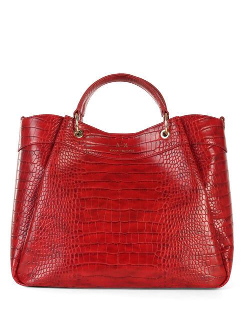 ARMANI EXCHANGE CROCO PRINT Hand bag with shoulder strap ruby refraction - Women’s Bags