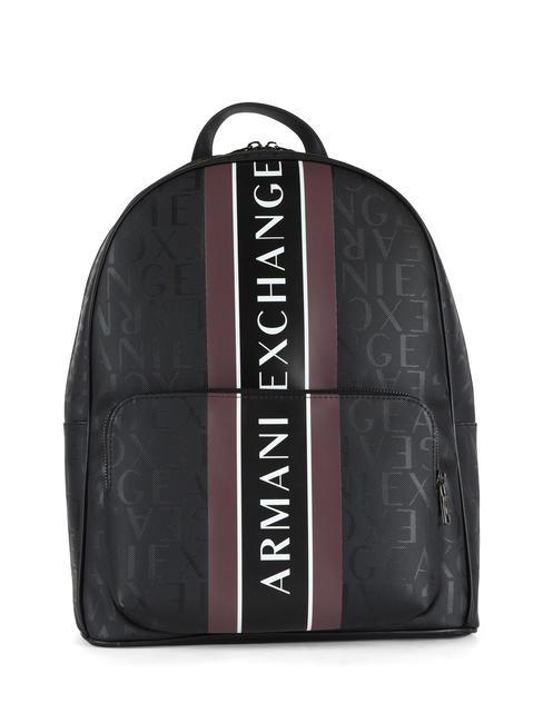 ARMANI EXCHANGE LOGO PRINT 13" laptop backpack black/vineyard wine - Laptop backpacks