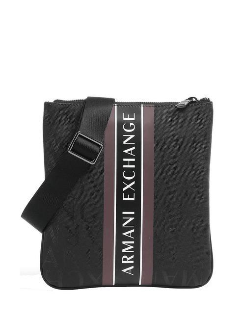 ARMANI EXCHANGE LOGO ALL OVER Flat bag black/vineyard wine - Over-the-shoulder Bags for Men
