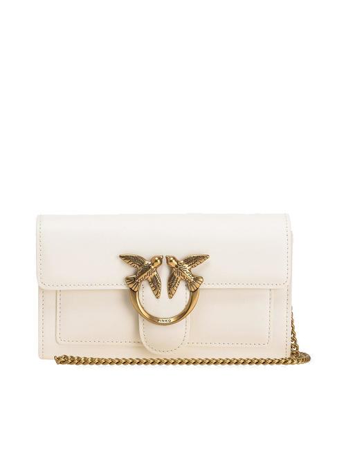 PINKO LOVE ONE Leather wallet clutch silk white-antique gold - Women’s Bags