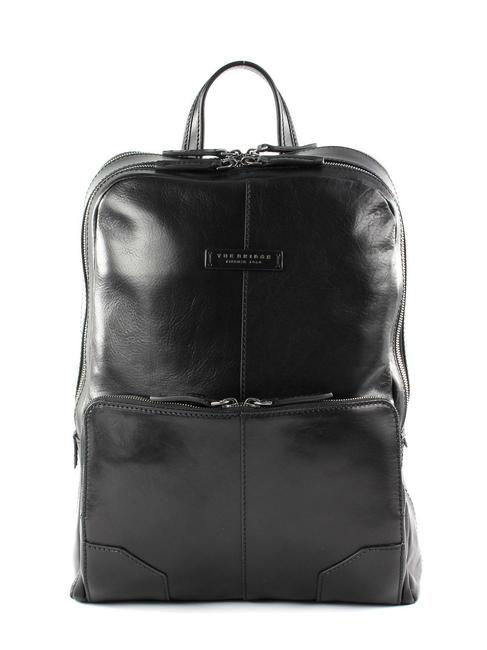 THE BRIDGE VESPUCCI Leather laptop backpack black / dark matte ruthenium - Laptop backpacks