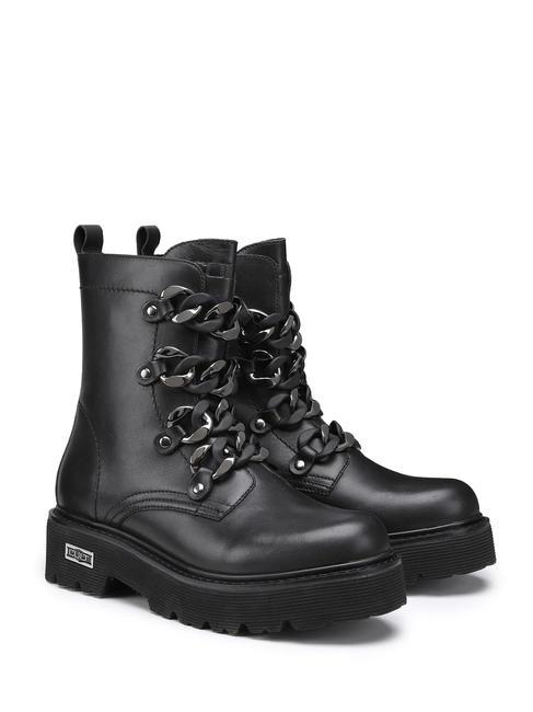 CULT SLASH 3489 Leather amphibious ankle boots with chain black - Women’s shoes