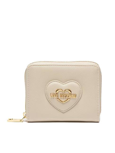 LOVE MOSCHINO BOLD HEART Medium zip around wallet ivory - Women’s Wallets