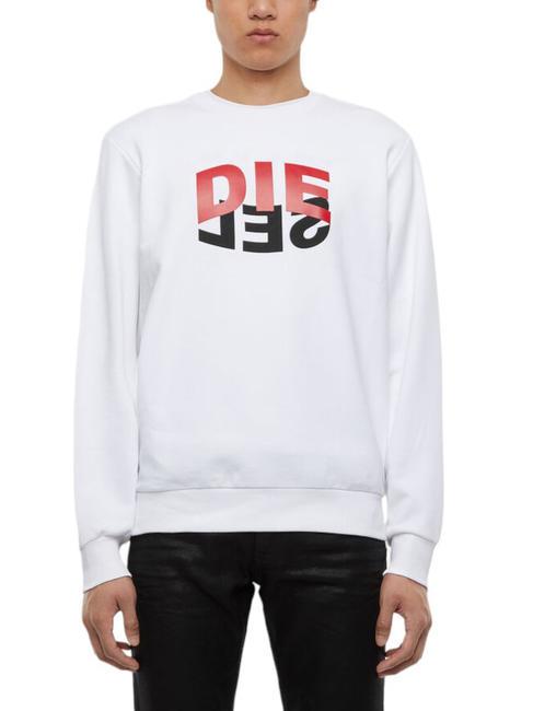 DIESEL S-GIRK Cotton crewneck sweatshirt white - Sweatshirts