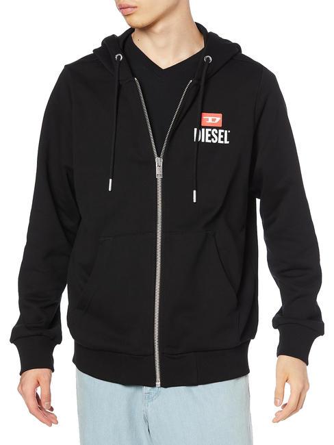 DIESEL S-GIRK Full zip sweatshirt with hood black - Sweatshirts