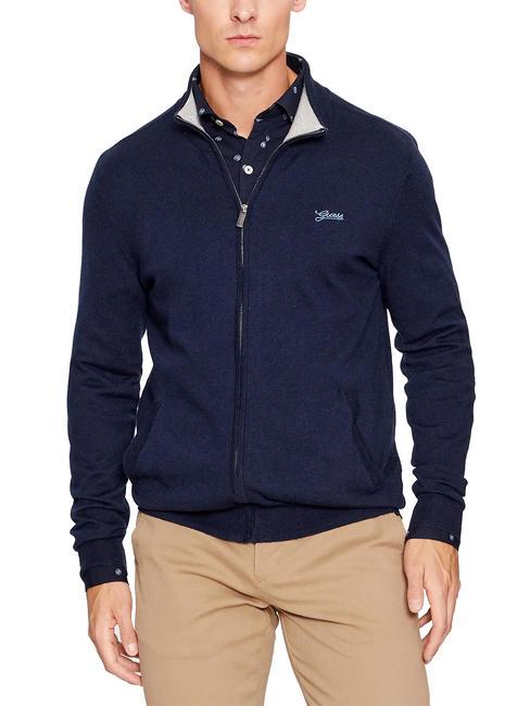 GUESS VAUGHAN High neck full zip cardigan smartblue - Men's Sweaters