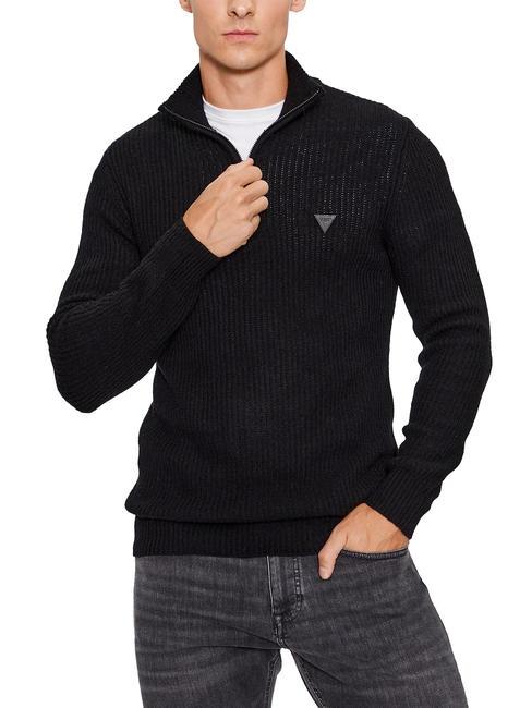 GUESS ARIC Wool blend high neck sweater jetbla - Men's Sweaters