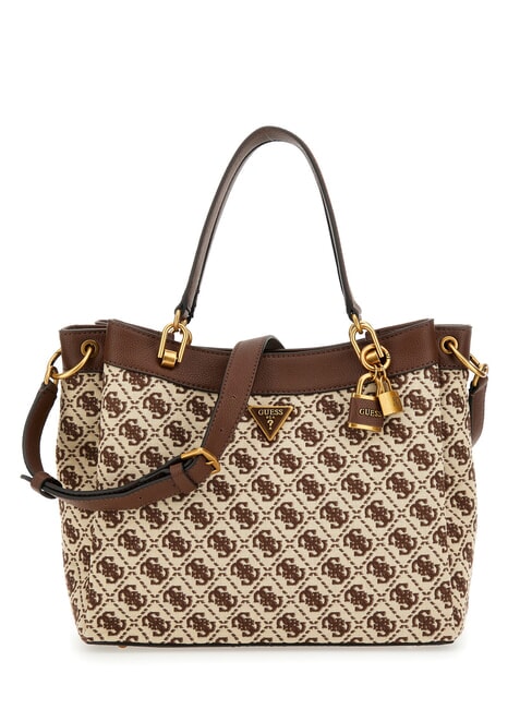 GUESS SHEMARA Jacquard bag with shoulder strap brown - Women’s Bags