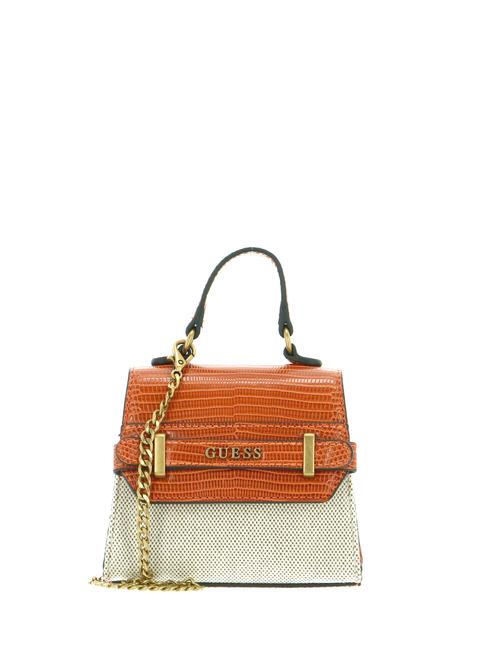 GUESS SESTRI Croc print mini bag natural/orange - Women’s Bags