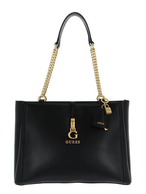 GUESS G JAMES Shoulder tote bag with chain handles BLACK - Women’s Bags