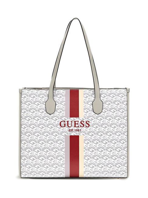 GUESS SILVANA St all over shoulder tote bag stone logo - Women’s Bags