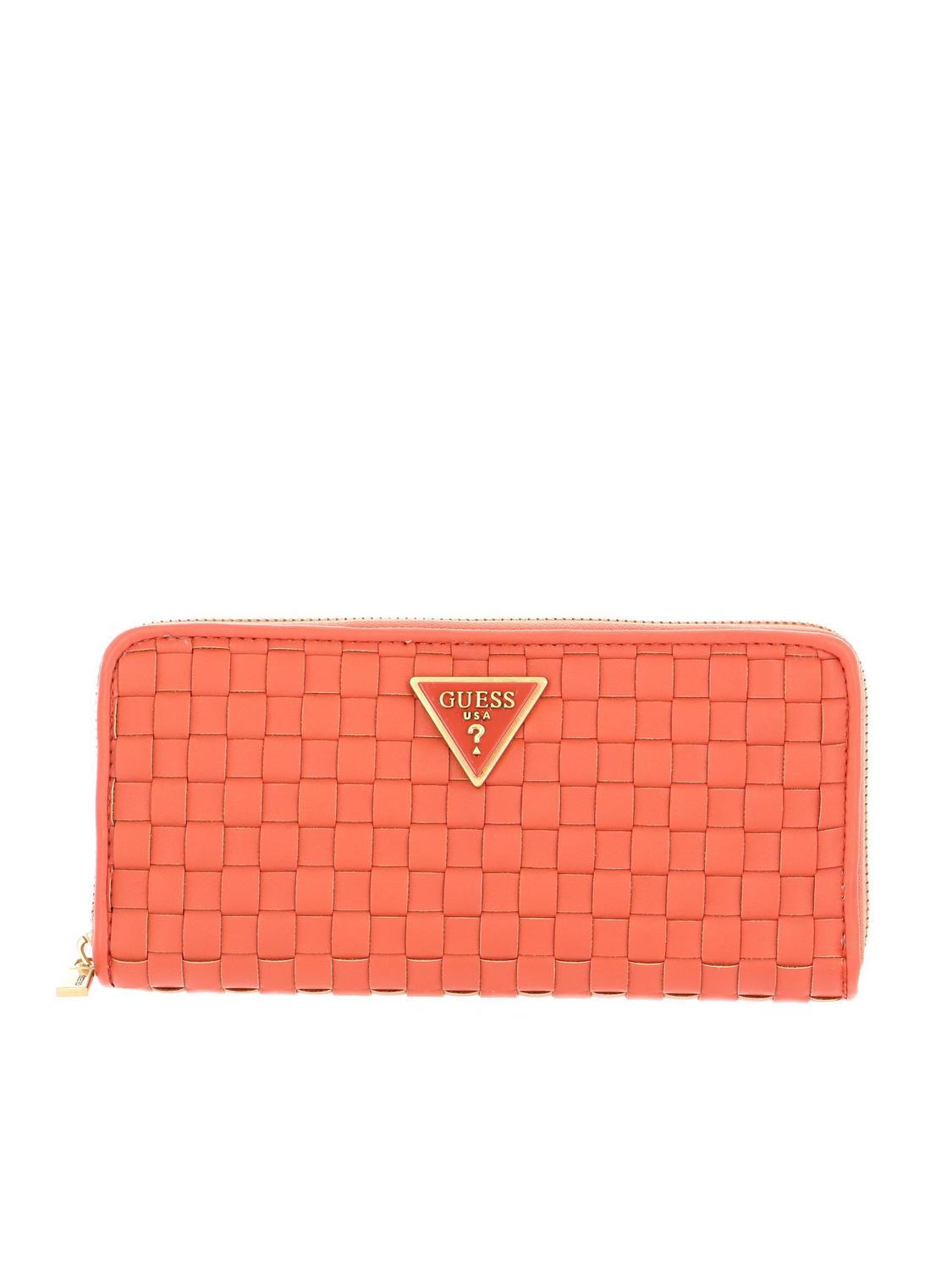 Guess Lisbet Woven Wallet Papaya Buy At Outlet Prices