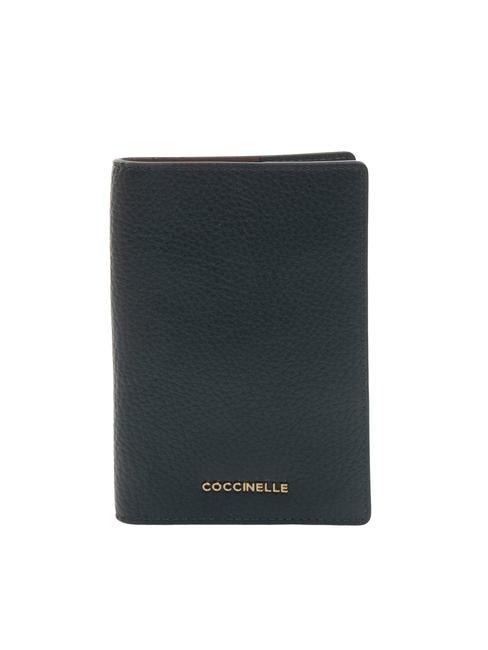 COCCINELLE METALLIC SOFT Textured leather passport holder midnight blue - Travel Accessories