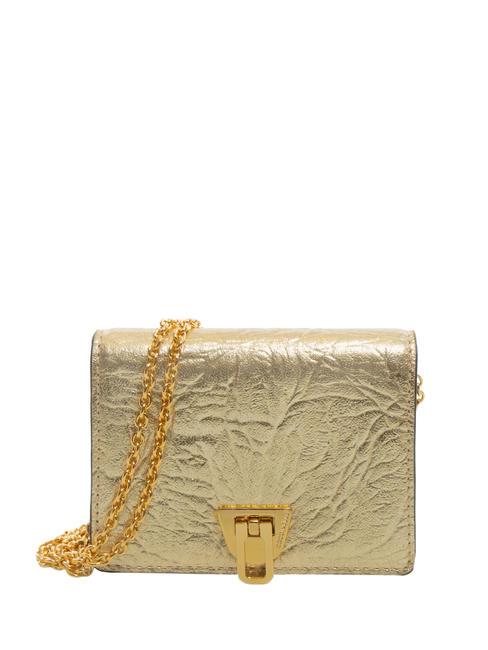 COCCINELLE BEAT LAMINATED MOIRE Mini wallet bag in laminated leather golden - Women’s Wallets