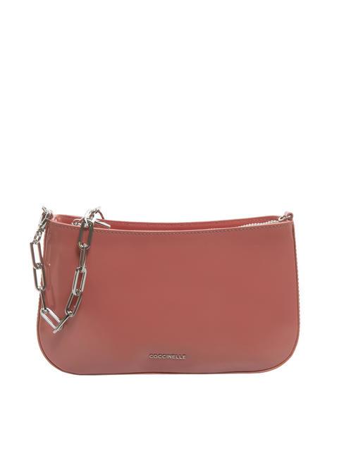 COCCINELLE LILY SHINY CALF Mini leather bag with chain handle camellia - Women’s Bags