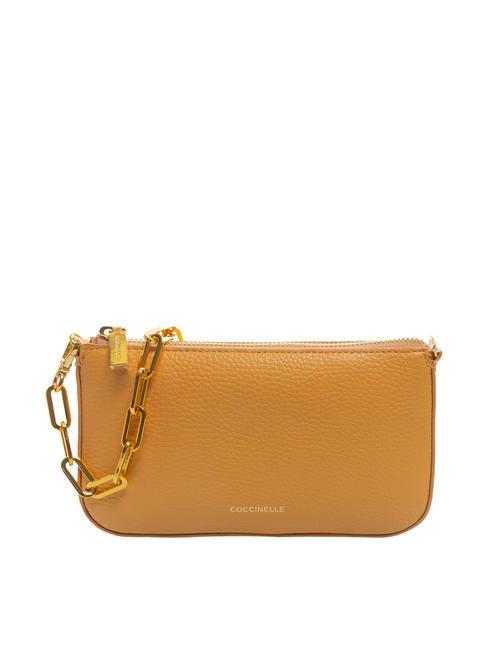 COCCINELLE LILY Mini leather bag with chain handle apricot - Women’s Bags