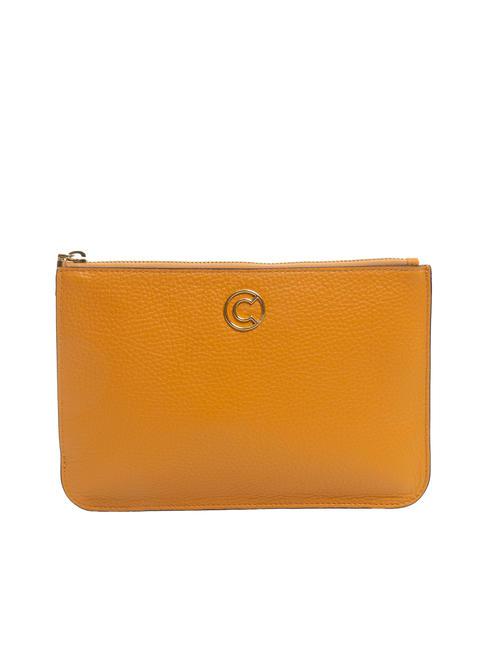 COCCINELLE TULIP Hammered leather envelope clutch bag apricot - Women’s Bags
