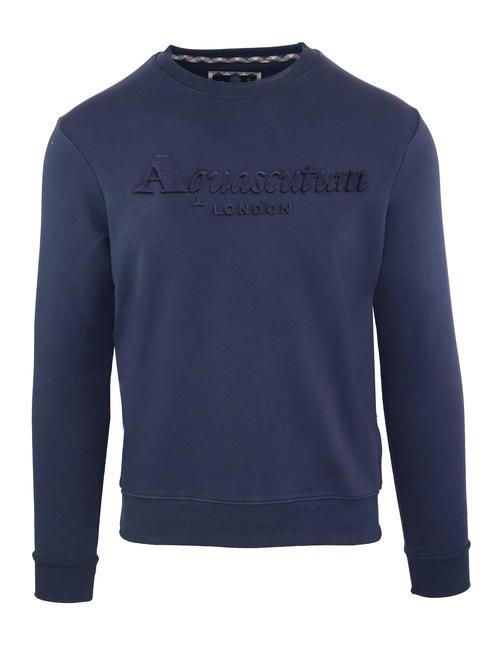 AQUASCUTUM EMBOSSED BRAND Cotton crewneck sweatshirt navy - Sweatshirts