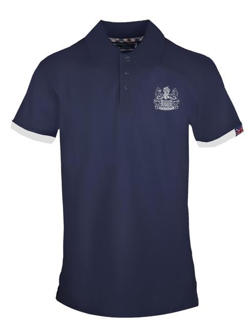 AQUASCUTUM COAT OF ARMS Short sleeve stretch cotton polo shirt navy - Polo shirt