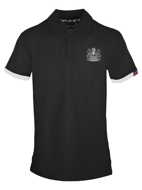 AQUASCUTUM COAT OF ARMS Short sleeve stretch cotton polo shirt black - Polo shirt