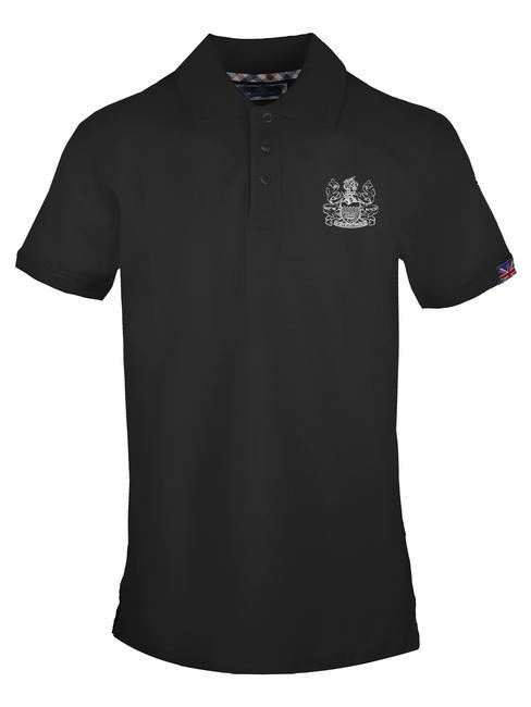 AQUASCUTUM LATERAL LOGO Short sleeve stretch cotton polo shirt black - Polo shirt