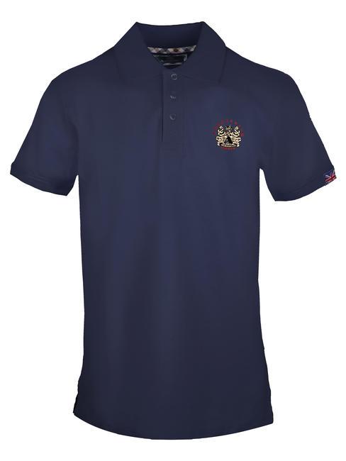 AQUASCUTUM ROUND LOGO Short sleeve stretch cotton polo shirt navy - Polo shirt