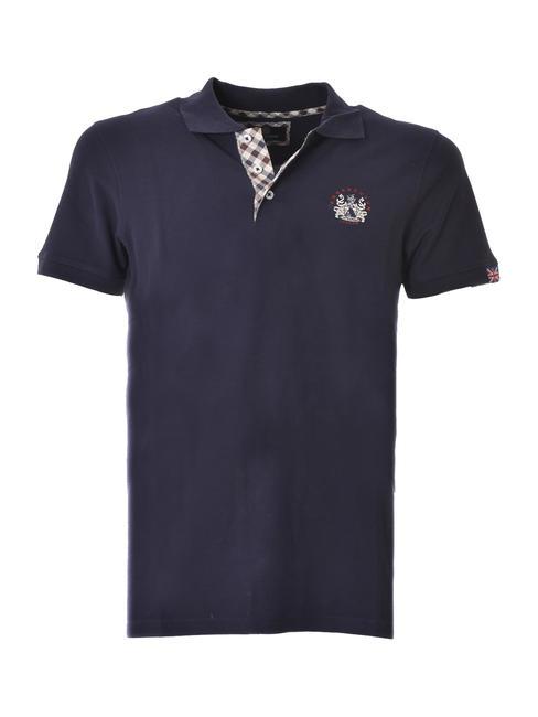 AQUASCUTUM ROUND LOGO Short sleeve stretch cotton polo shirt navy - Polo shirt