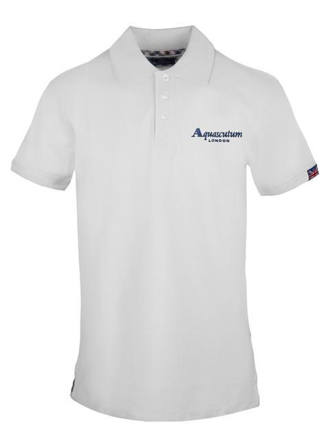 AQUASCUTUM LOGO LETTERING Short sleeve stretch cotton polo shirt white - Polo shirt