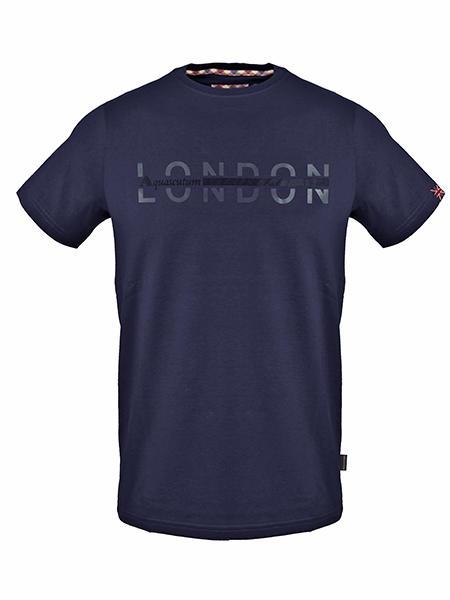 AQUASCUTUM LONDON Cotton T-shirt navy - T-shirt