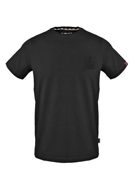 AQUASCUTUM TONAL ALDIS LOGO Cotton T-shirt black - T-shirt