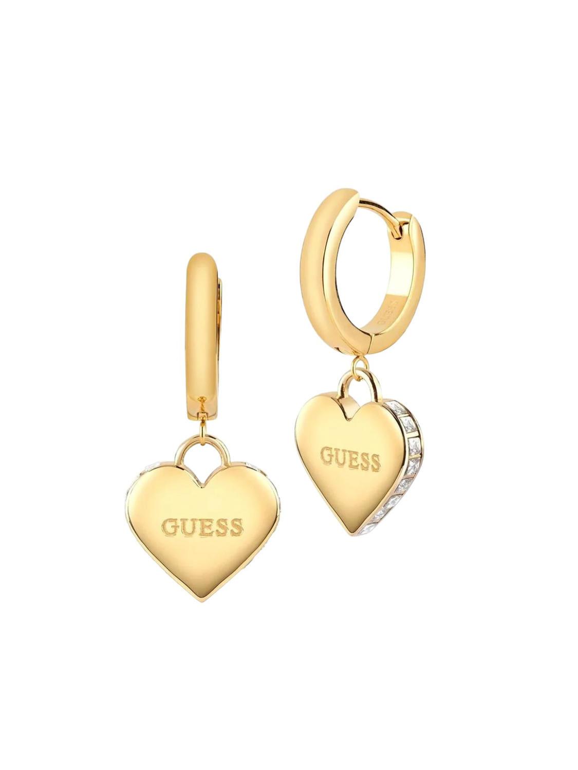 Guess Falling In Love Heart Earrings Yellow Gold Buy At Outlet Prices