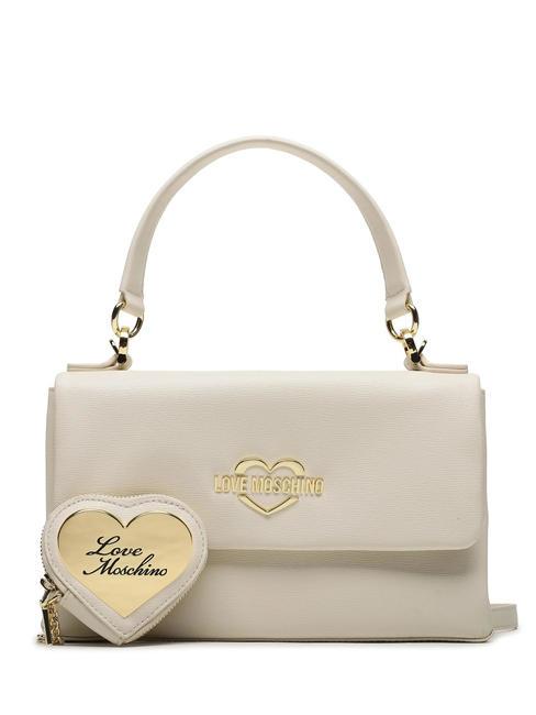 LOVE MOSCHINO METALLIC LOGO Hand bag with shoulder strap ivory - Women’s Bags