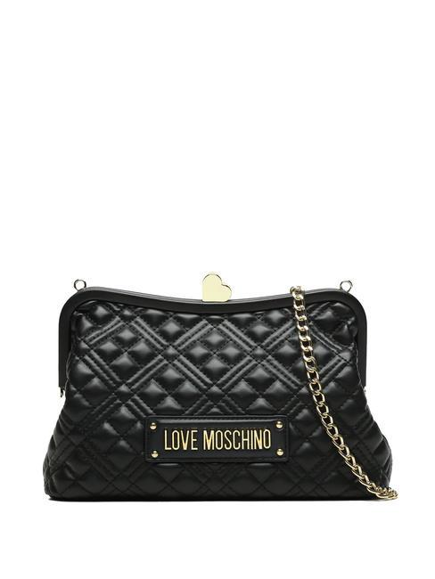 LOVE MOSCHINO QUILTED  Clutch with shoulder strap Black - Women’s Bags