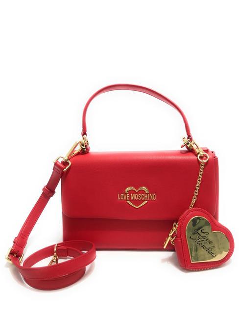 LOVE MOSCHINO METALLIC LOGO Hand bag with shoulder strap red - Women’s Bags