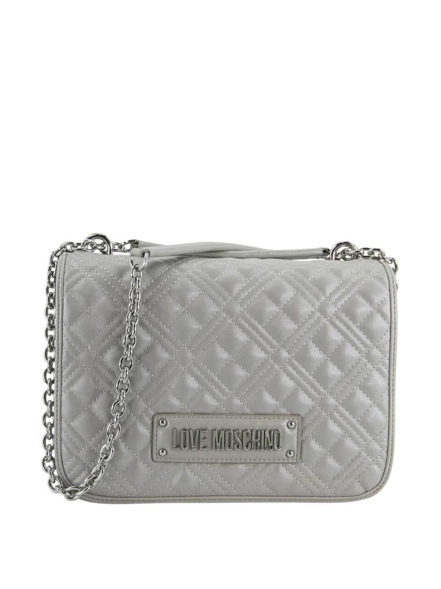 Love Moschino Quilted Shoulder Bag With Flap Rolled Silver - Buy 