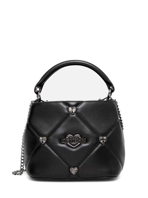 LOVE MOSCHINO GOLD HEART Mini hand bag, with shoulder strap Black - Women’s Bags
