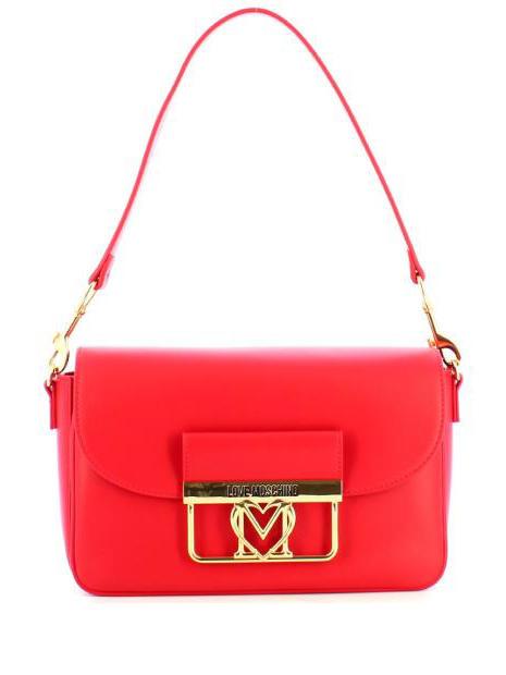 LOVE MOSCHINO PLAQUE METALLIC Small shoulder bag red - Women’s Bags