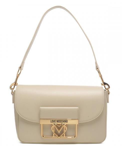 LOVE MOSCHINO PLAQUE METALLIC Small shoulder bag ivory - Women’s Bags