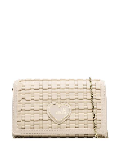 LOVE MOSCHINO INTRECCIO Bag with chain shoulder flap ivory - Women’s Bags